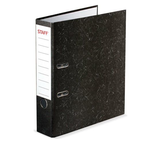 Изображение товара Папка-регистратор STAFF EVERYDAY с мраморным покрытием, 70 мм, без уголка, черный корешок, 224616