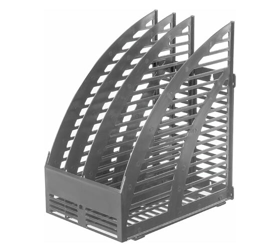 Изображение товара Вертикальный лоток STAFF для бумаг, 242х160х285 мм, 3 отделения, сетчатый, сборный, серый, 237294