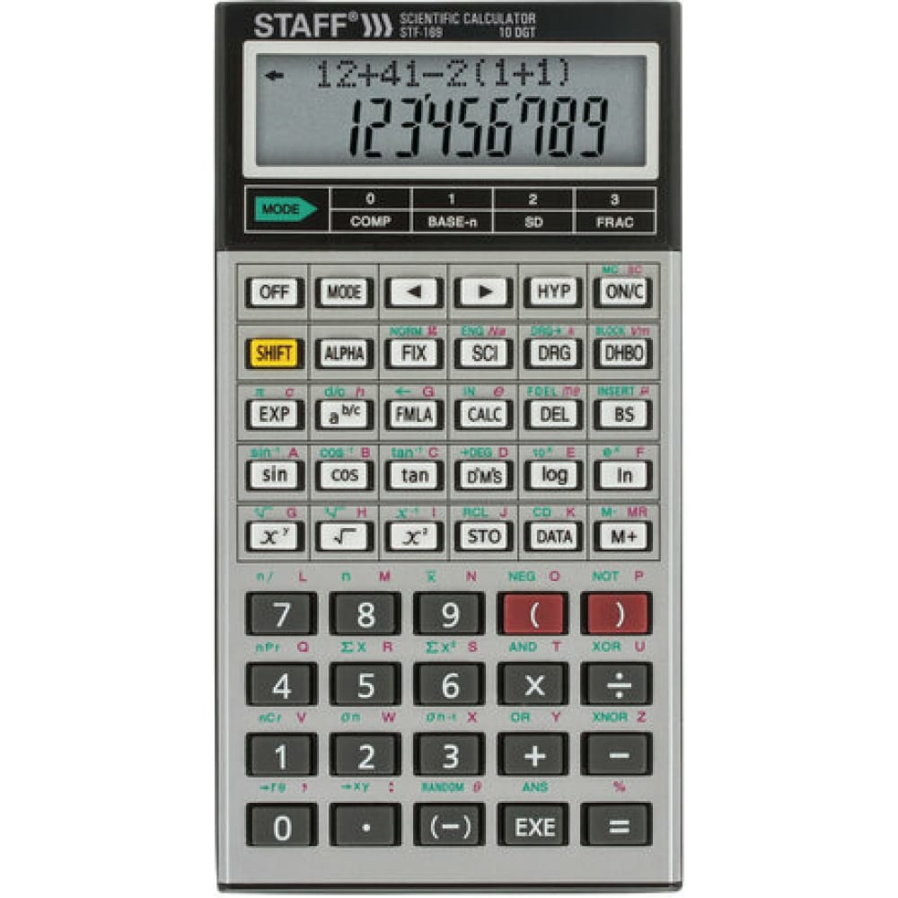 Двухстрочный инженерный калькулятор Staff калькулятор карманный staff stf 6238 104х63мм 8 раз дв питание белый с зелёными кнопками блистер