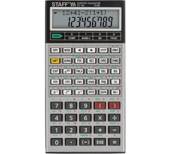 Изображение товара Двухстрочный инженерный калькулятор STAFF STF-169 143х78мм, 242 функции, 10+2 разрядов, 250138