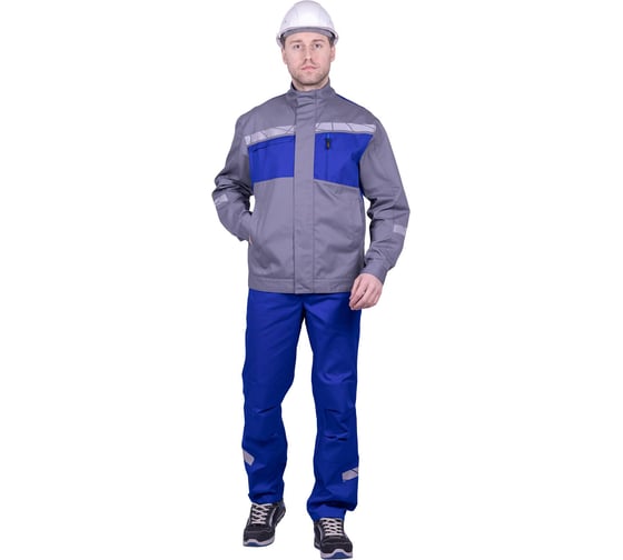 Изображение товара Мужская куртка ГК Спецобъединение СТРОНГ от механических воздействий и ОПЗ, цвет серый/василек (96-100, 182-188), Кур 1609.1/96/182