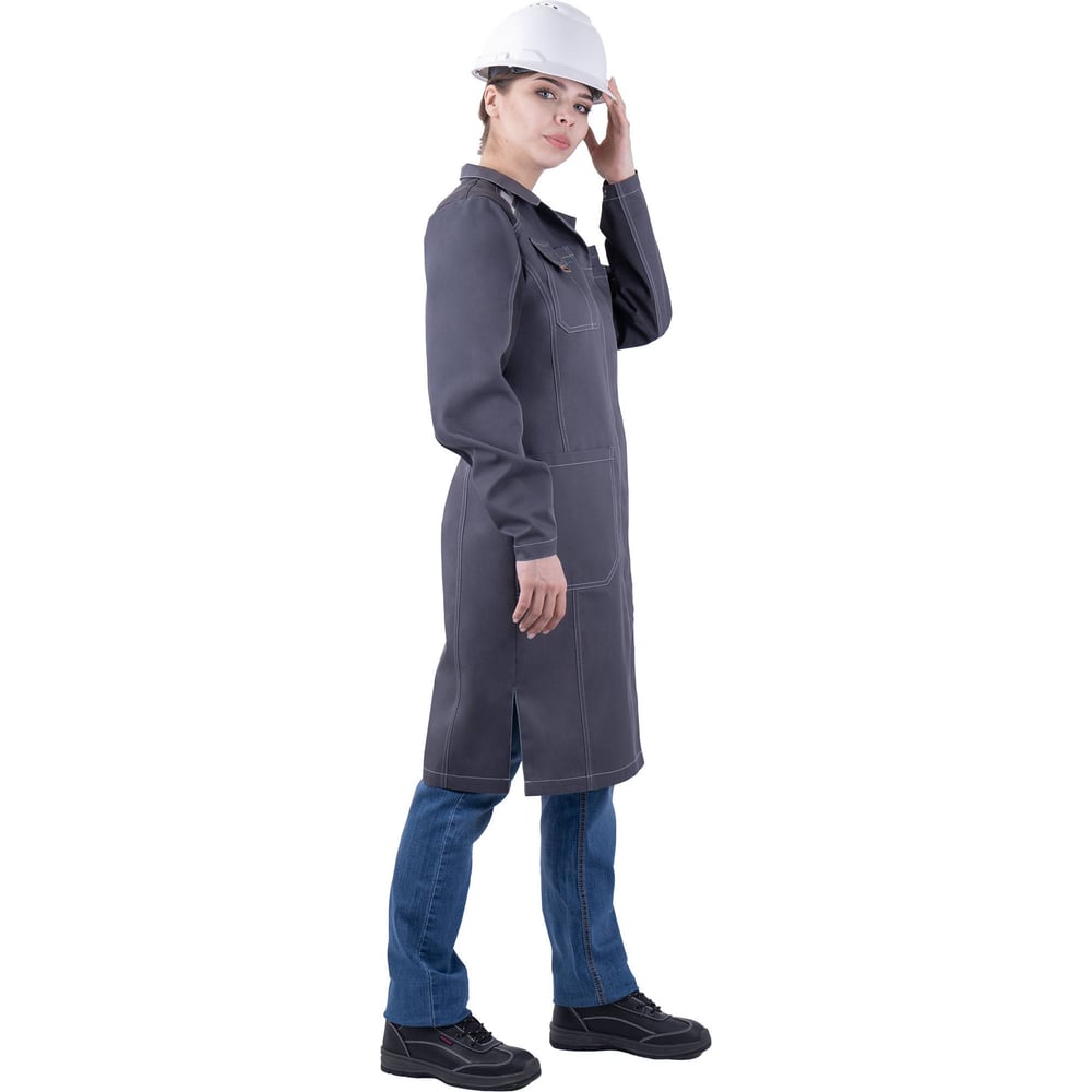 Изображение товара Женский защитный халат ТУРБО SAFETY от механических воздействий серый 56-58