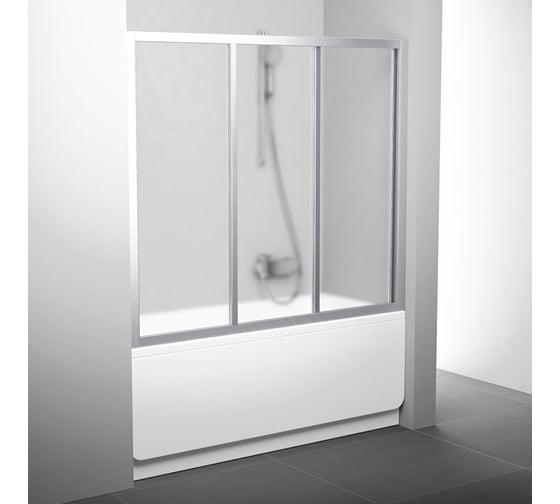 Изображение товара Раздвижная перегородка (шторка, ширма) на борт ванны Ravak AVDP3-150 профиль сатин, матовое стекло Грапе 40VP0U02ZG