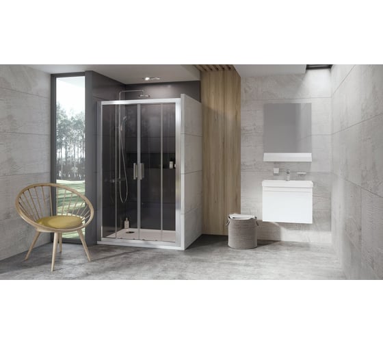 Изображение товара Раздвижная душевая дверь Ravak 10° 10DP4-190 см, профиль сатин, прозрачное стекло 0ZKL0U00Z1