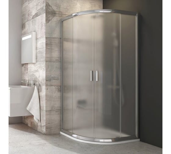 Изображение товара Душевой уголок четверть круга, раздвижные двери Ravak Blix BLCP4-80 блестящий профиль, матовое стекло Грапе 3B240C00ZG