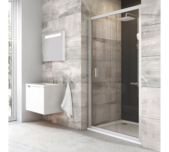 Изображение товара Раздвижная душевая дверь Ravak Blix BLDP2-120 см, профиль сатин, прозрачное стекло 0PVG0U00Z1