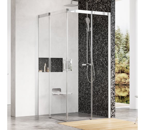 Изображение товара Душевой уголок с угловым входом Ravak Matrix MSRV4-100/100 блестящий профиль, прозрачное стекло 1WVAAC00Z1