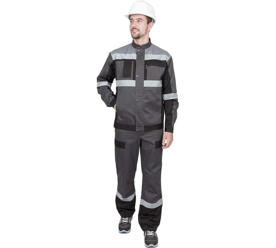 Изображение товара Мужской костюм ГК Спецобъединение ГРАНИТ НЕО от механических воздействий и ОПЗ (куртка, полукомбинезон), серый/черный ( Кос 460.1/96/170