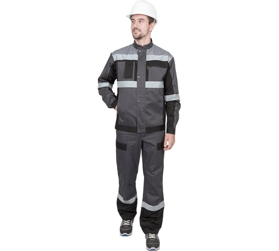 Изображение товара Мужской костюм ГК Спецобъединение ГРАНИТ НЕО от механических воздействий и ОПЗ (куртка, полукомбинезон), серый/черный ( Кос 460.1/104/194