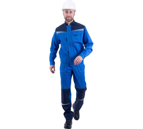 Изображение товара Мужской костюм ГК Спецобъединение КМ-10 ЛЮКС от механических воздействий и ОПЗ (куртка, полукомбинезон), василек/темно Кос 595/112/194