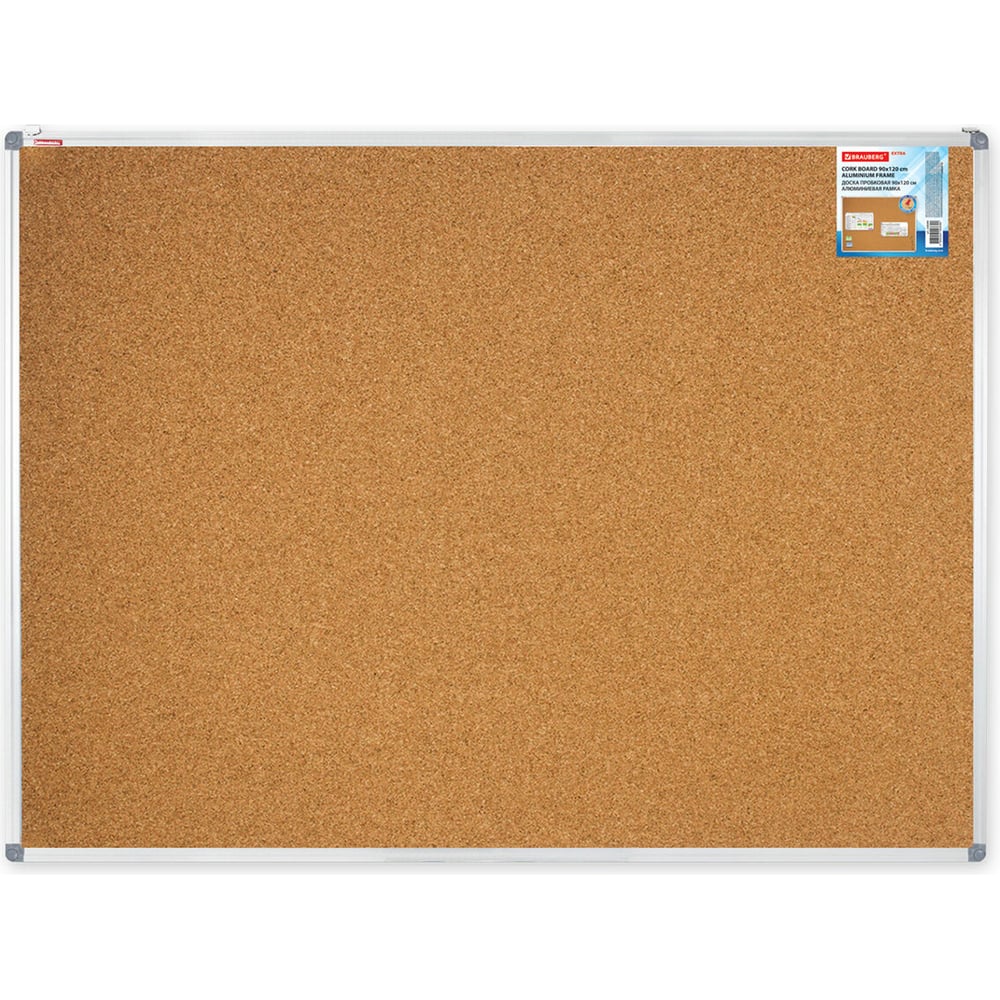 Изображение товара Доска пробковая для объявлений BRAUBERG 90x120 см алюминиевая рамка Extra