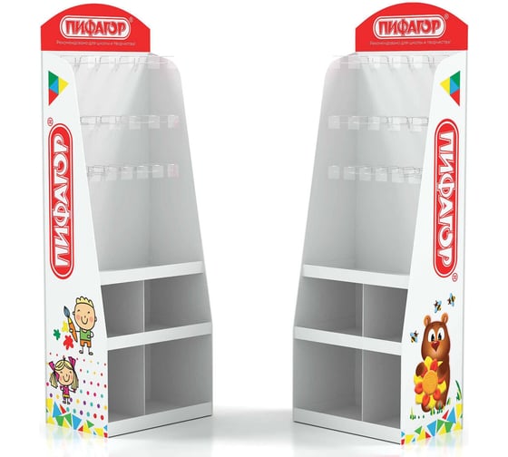 Изображение товара Стойка для размещения товара ОФИСМАГ напольная, 180x60x40 см, 3 полки, 16 крючков 505592