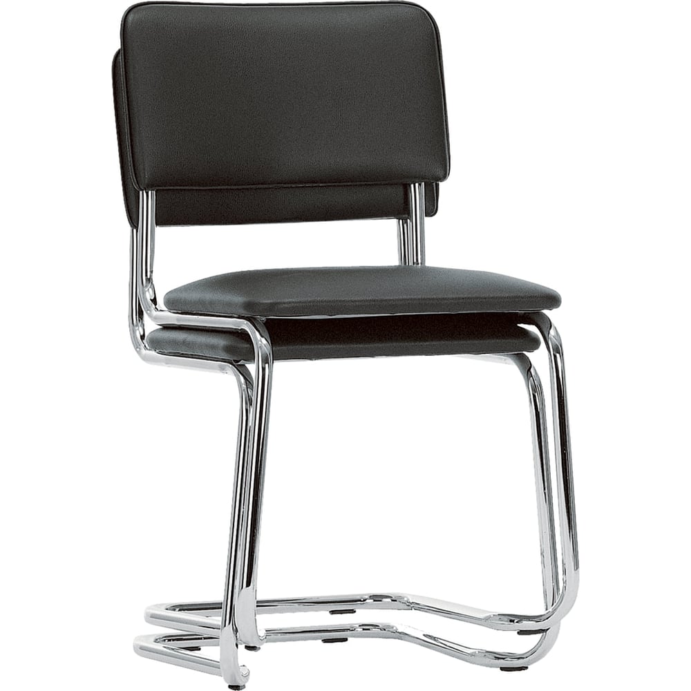 Изображение товара Офисные стулья Сильвия комплект 2 шт хром кожзам черный офисный дизайн