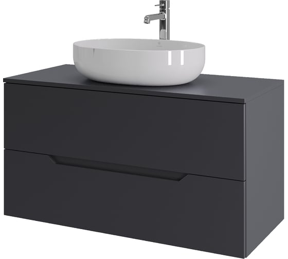 Изображение товара Тумба с раковиной подвесная ORANGE Line 100 см, графит/белый Li-100TugMDF+B05-520W