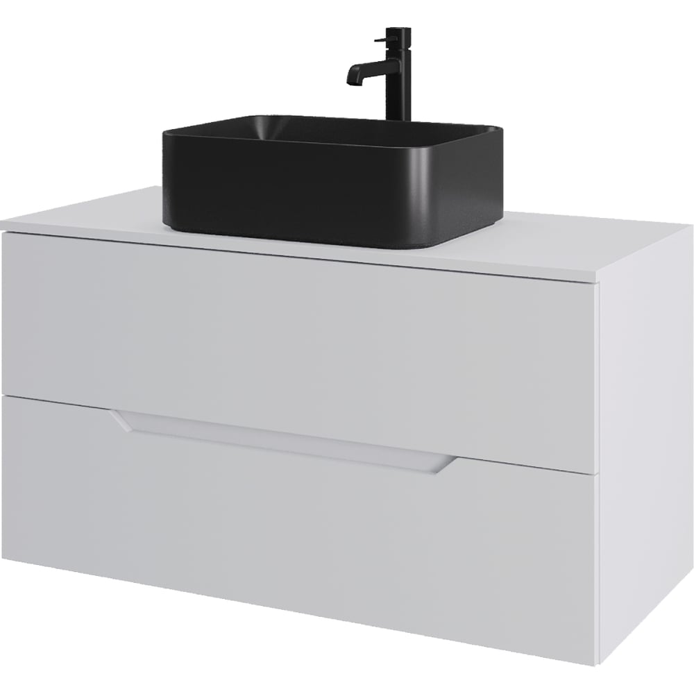 Изображение товара Тумба с раковиной ORANGE Line 100 см белый матовый/черный санфарфор
