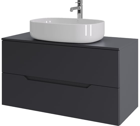 Изображение товара Тумба с раковиной подвесная ORANGE Line 100 см, графит/белый Li-100TugMDF+B04-600W