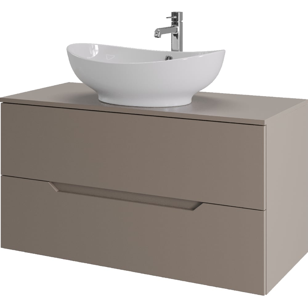 Изображение товара Подвесная тумба с раковиной ORANGE Line 100 см латте белая санфарфор