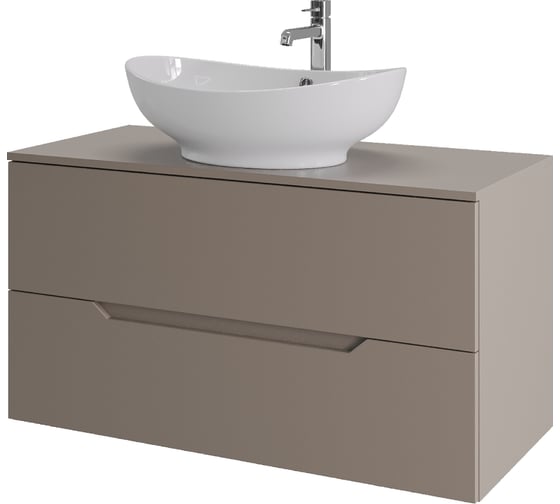 Изображение товара Тумба с раковиной подвесная ORANGE Line 100 см, латте/белый Li-100TuLMDF+B08-585W