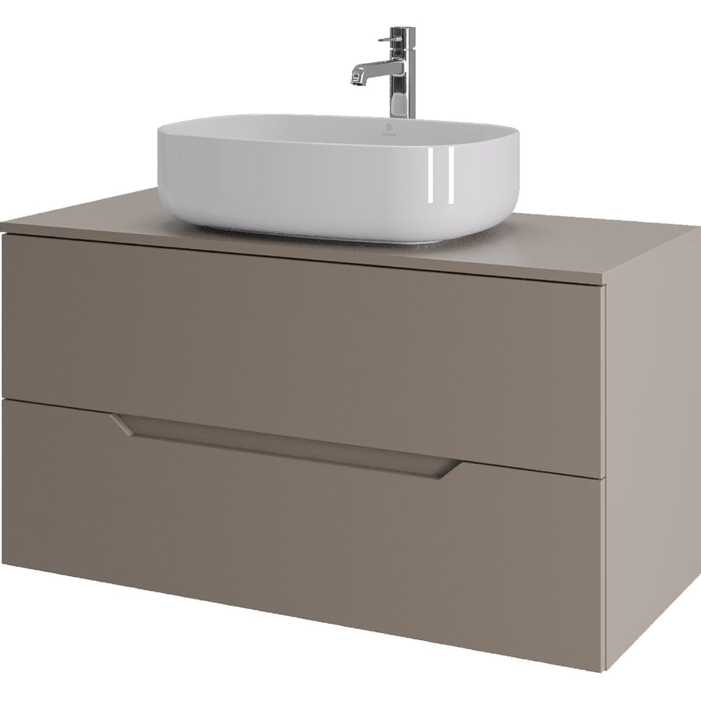 Изображение товара Тумба с раковиной ORANGE Line 100 см латте/белый современный стиль