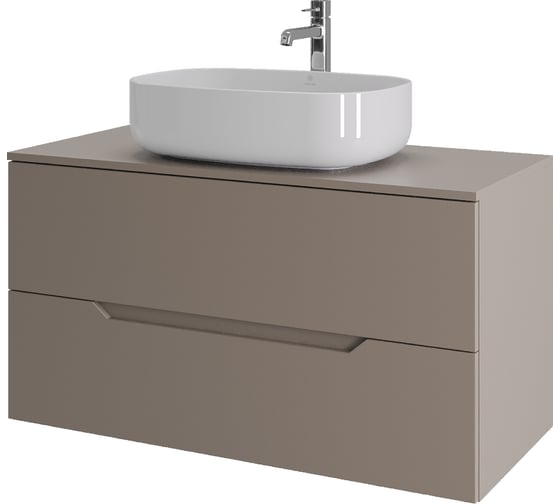 Изображение товара Тумба с раковиной подвесная ORANGE Line 100 см, латте/белый Li-100TuLMDF+B07-540W