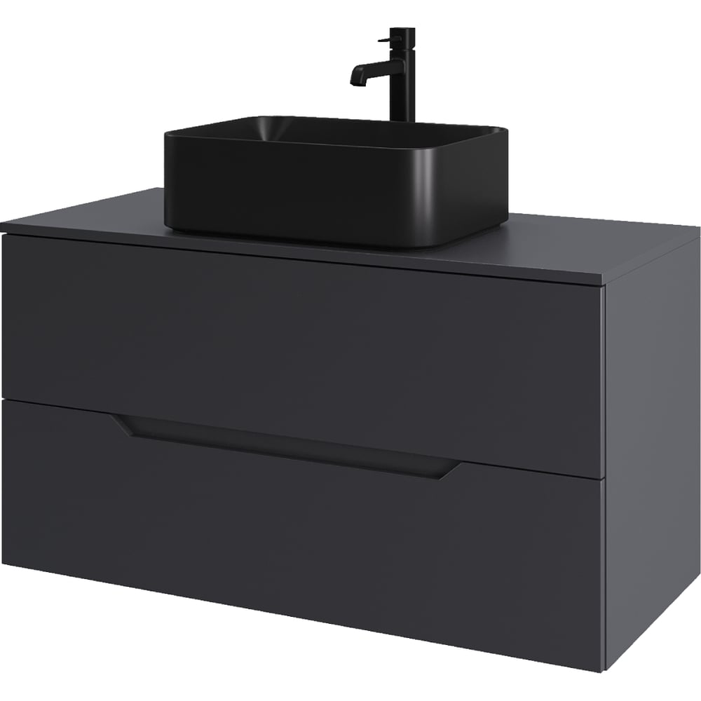 Изображение товара Подвесная тумба с раковиной ORANGE Line 100 см графит черная МДФ санфарфор