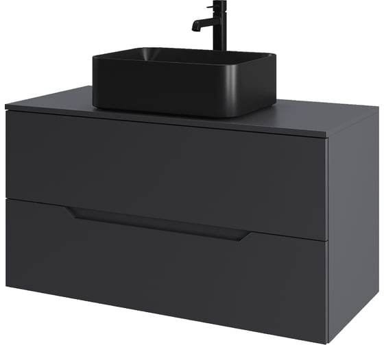 Изображение товара Тумба с раковиной подвесная ORANGE Line 100 см, графит/черный Li-100TugMDF+B02-460MB