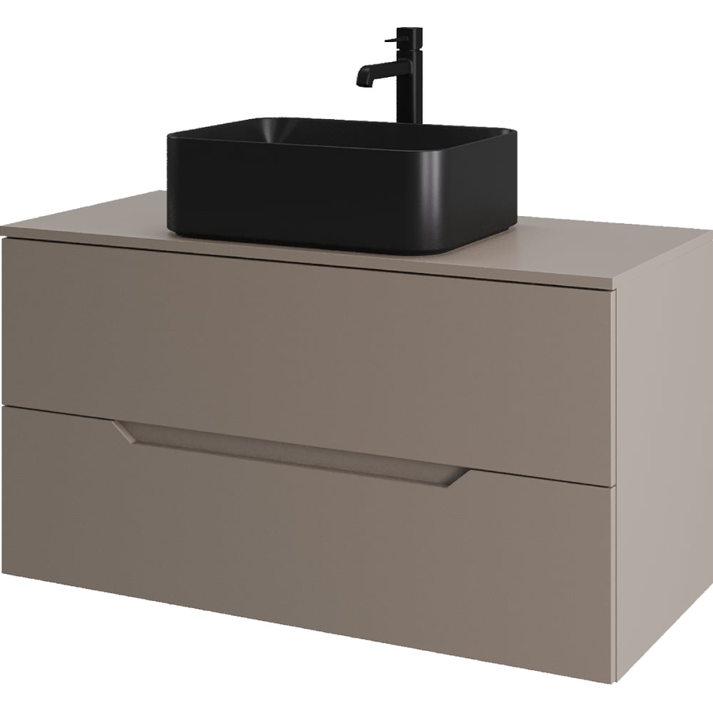 Изображение товара Тумба с раковиной ORANGE Line 100 см латте черная матовая санфарфор