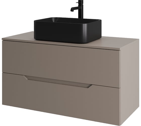 Изображение товара Тумба с раковиной подвесная ORANGE Line 100 см, латте/черный Li-100TuLMDF+B02-460MB