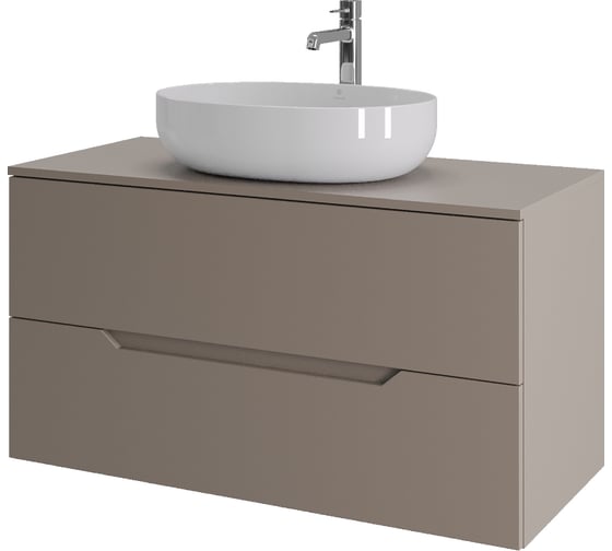 Изображение товара Тумба с раковиной подвесная ORANGE Line 100 см, латте/белый Li-100TuLMDF+B05-520W