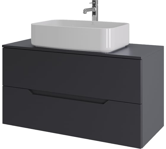 Изображение товара Тумба с раковиной подвесная ORANGE Line 100 см, графит/белый Li-100TugMDF+B07-600W