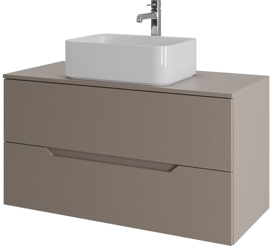 Изображение товара Тумба с раковиной подвесная ORANGE Line 100 см, латте/белый Li-100TuLMDF+B02-460W