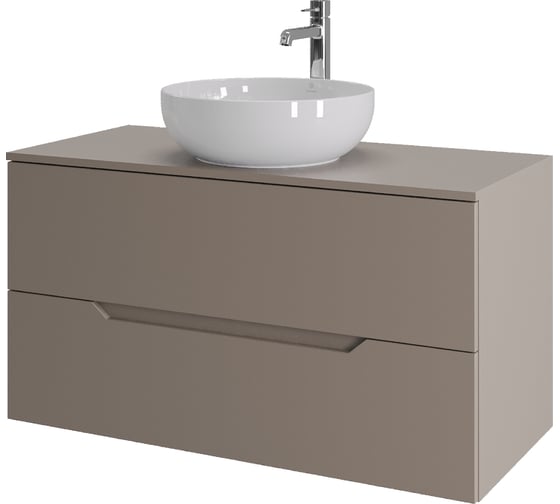 Изображение товара Тумба с раковиной подвесная ORANGE Line 100 см, латте/белый Li-100TuLMDF+B07-420W