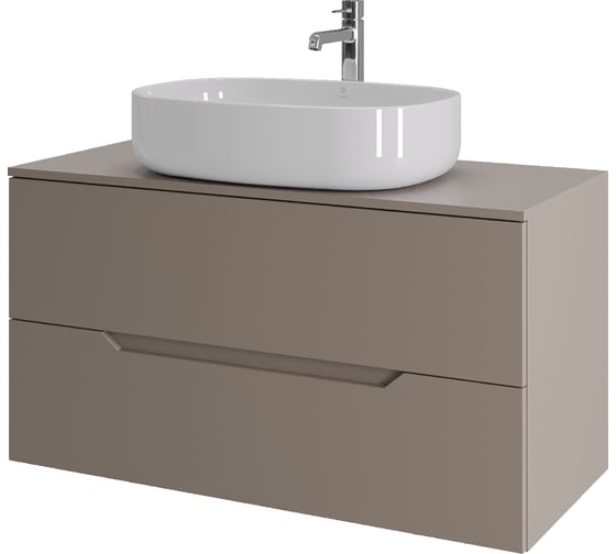 Изображение товара Тумба с раковиной подвесная ORANGE Line 100 см, латте/белый Li-100TuLMDF+B04-600W