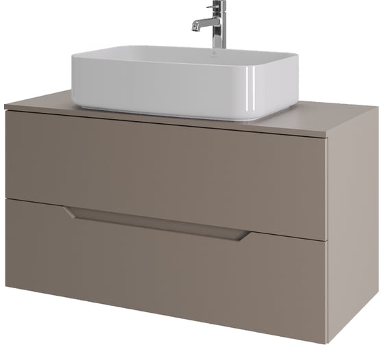 Изображение товара Тумба с раковиной подвесная ORANGE Line 100 см, латте/белый Li-100TuLMDF+B07-600W