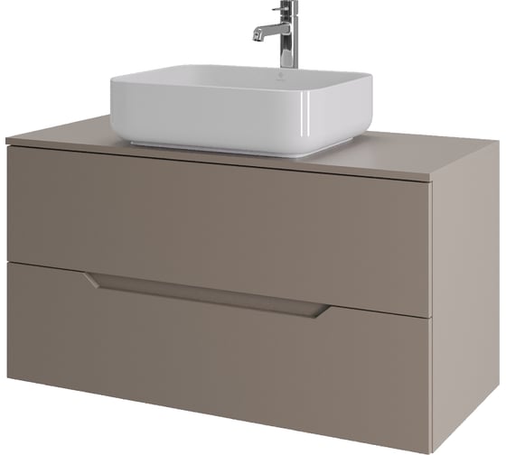 Изображение товара Тумба с раковиной подвесная ORANGE Line 100 см, латте/белый Li-100TuLMDF+B05-500W