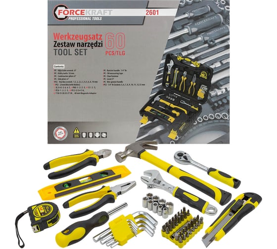 Изображение товара Набор инструментов FORCEKRAFT 60пр, 1/4" FK-2601(47700)