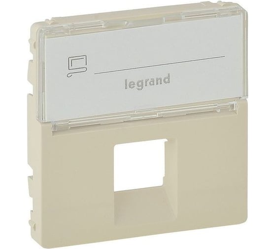 Изображение товара Лицевая панель Legrand Valena LIFE для одиночных розеток телефонных/информационных с держателем маркировки Слоновая кость 755471