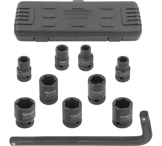 Изображение товара Набор инструментов Forcekraft ударных 1/2", 10пр. + вороток Г-образный, в кейсе FK-4104-5MPB(26461)