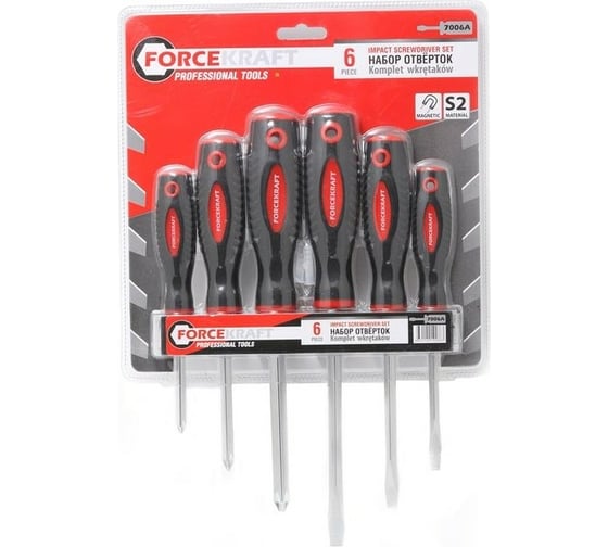 Изображение товара Набор отверток FORCEKRAFT магнитные, Profi, 6пр, в блистере FK-7006A(27161)