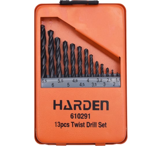 Изображение товара Набор сверл по металлу HSS (13 шт; 1.5-6.5 мм) HARDEN 610291