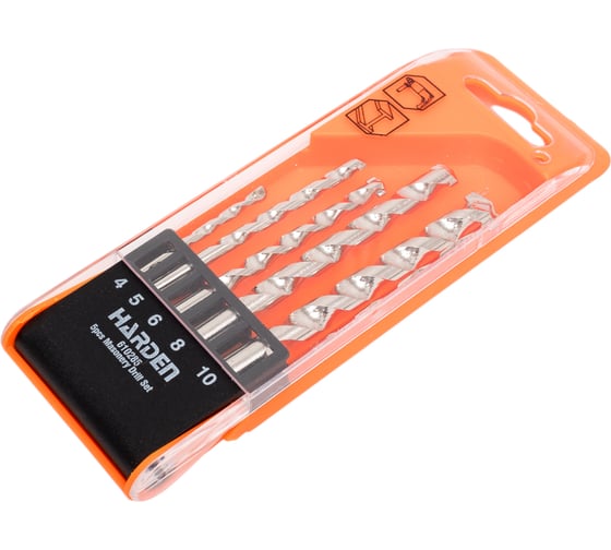 Изображение товара Набор сверл по бетону и кирпичу (5 шт; 4, 5, 6, 8, 10 мм) HARDEN 610285