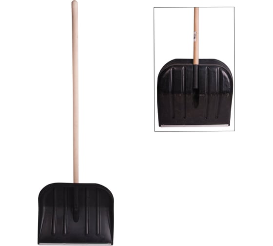 Изображение товара Лопата снегоуборочная пластик, 46x40см, высота 130см, с алюмин. наконечником, ДЕРЕВЯННЫЙ черенок, №2 ОФИСМАГ 603556