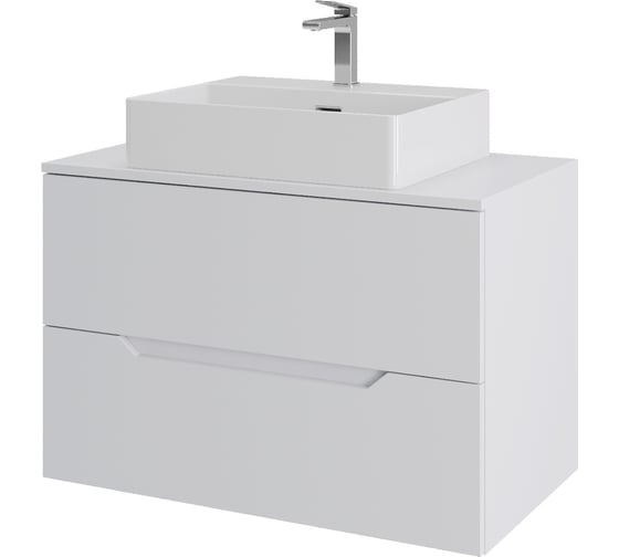 Изображение товара Подвесная тумба с раковиной ORANGE Line 80 см, белый Li-80TuwMDF+B04-500W