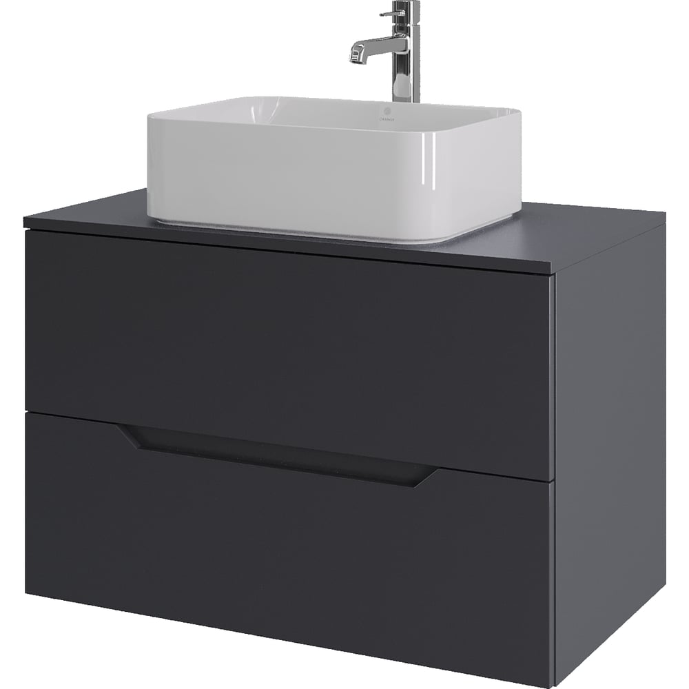 Изображение товара Подвесная тумба с раковиной ORANGE Line 80 см графит белый современный стиль