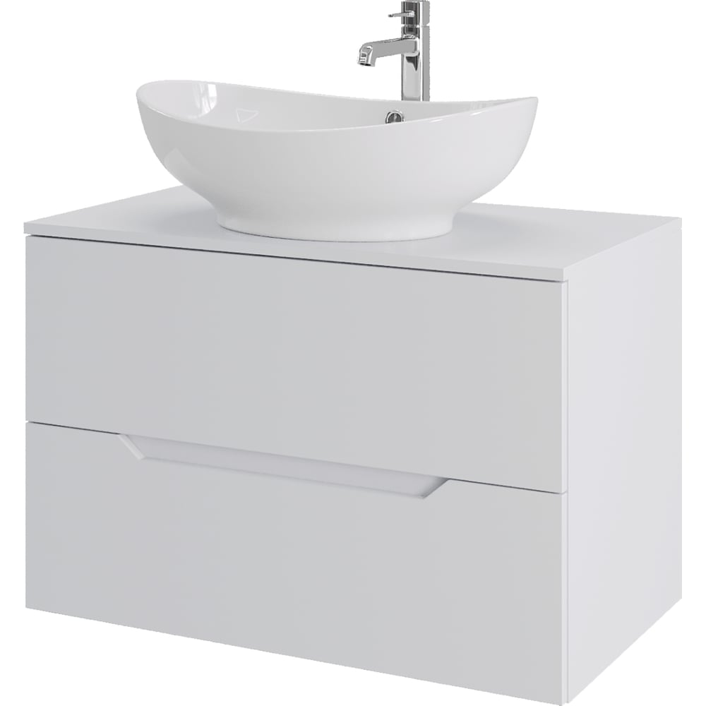 Изображение товара Подвесная тумба с раковиной ORANGE Line 80 см белый МДФ современные материалы