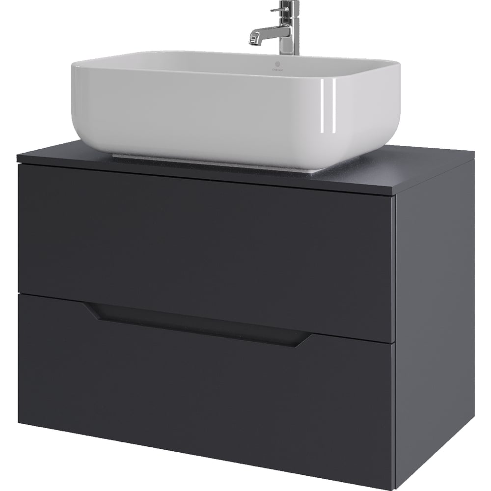 Изображение товара Подвесная тумба с раковиной ORANGE Line 80 см графит/белый