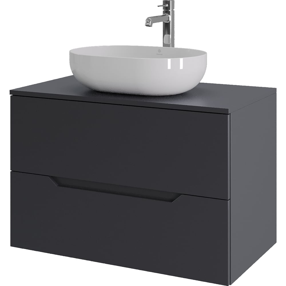 Изображение товара Подвесная тумба с раковиной ORANGE Line 80 см графит белая санфарфор