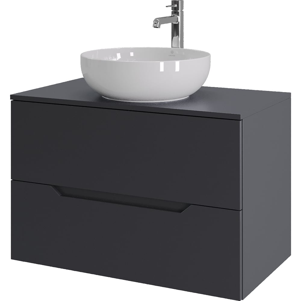 Изображение товара Подвесная тумба с раковиной ORANGE Line 80 см графит/белый