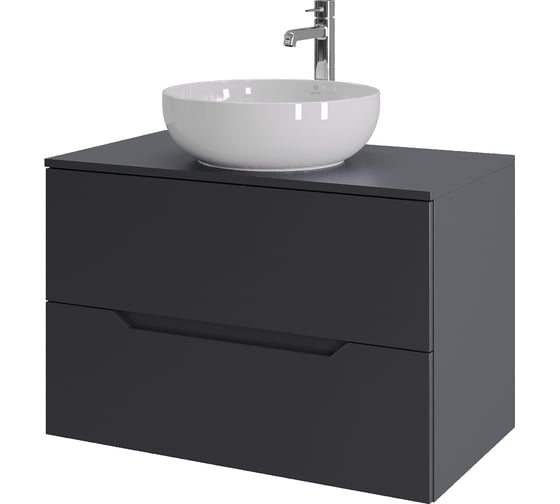 Изображение товара Подвесная тумба с раковиной ORANGE Line 80 см, графит/белый Li-80TugMDF+B07-420W