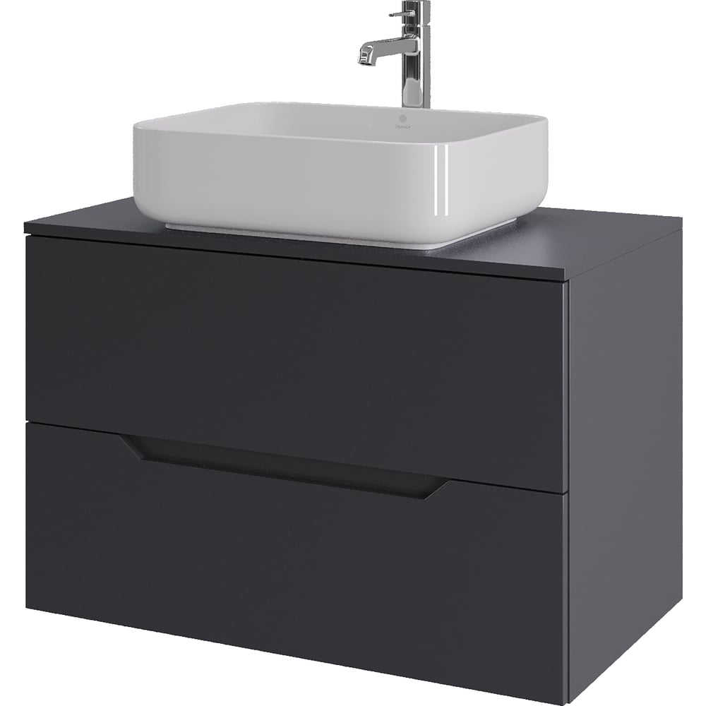 Изображение товара Подвесная тумба с раковиной ORANGE Line 80 см графит/белый